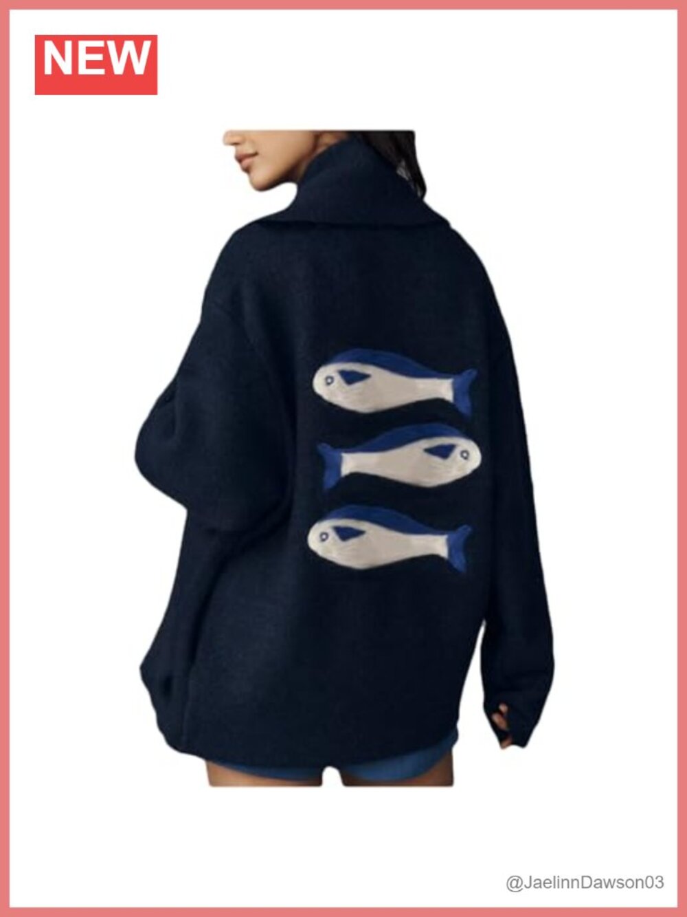 Women's Graphic Knit Cardigan Long Sleeve Button Down Chunky Knitwear